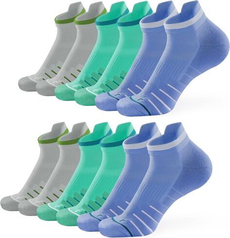 Running Socks for Women & Men, 6 Pairs Performance Athletic Socks Anti Blister Cushioned Ankle Socks with Arch Support in Saudi Arabia