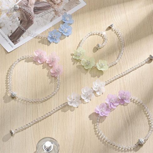 SUQ I OME 1 Pair Crystal Beaded Magnetic Curtain Tieback with 3 pieces of Flora, Curtain Clips Buckle Curtain Holder Blingbling Curtain Holdbacks(Pink) in Saudi Arabia