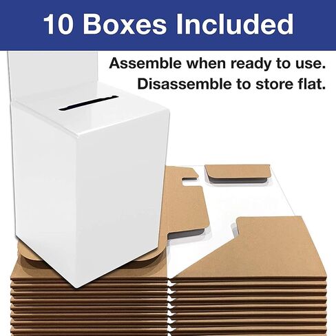 Large thick cardboard raffle Ballot Box 9.5"H x 6.5"W x 6.5"D Charity Donation collection Box office Suggestion comment Box removable display area 6.5" x 6.5" Includes 1000 Sheets(Red 10 pack) in Saudi Arabia