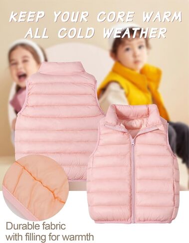 Happy Cherry Kids Boys Girls Lightweight Winter Vest Quilted Puffer Sleeveless Jacket Down Outwear in Saudi Arabia