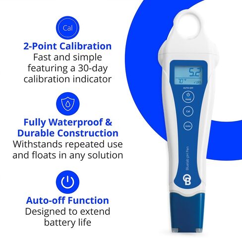 Bluelab pH Pen Meter and Probe Care Kit pH with Calibration Supplies, Storage Solution & Brush, Reliable Digital Tester for pH, Temperature in Soil and Solutions, Optimal Plant Health and Yield in Kuwait