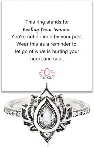 Lotus Ring for Women Lotus Flower Ring My Trauma Ring Lotus Promise Ring Zircon Inlaid Flower Ring Inspirational Ring Statement Floral Jewelry Gift in Saudi Arabia
