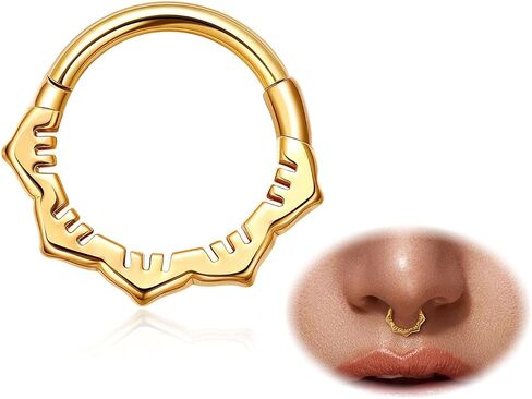 16G Surgical Steel Septum Nose Rings for Women Men Cartilage Daith Earring Septum Clicker Hypoallergenic Seamless Helix Hoop Hinged Segment Nose Septum Piercing Jewelry in Saudi Arabia