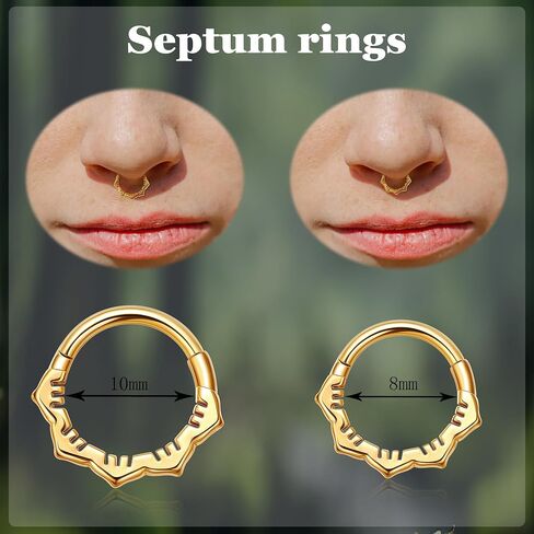 16G Surgical Steel Septum Nose Rings for Women Men Cartilage Daith Earring Septum Clicker Hypoallergenic Seamless Helix Hoop Hinged Segment Nose Septum Piercing Jewelry in Saudi Arabia