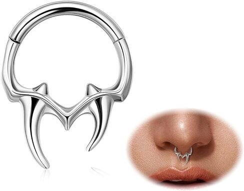 16G Surgical Steel Septum Nose Rings for Women Men Cartilage Daith Earring Septum Clicker Hypoallergenic Seamless Helix Hoop Hinged Segment Nose Septum Piercing Jewelry in Saudi Arabia
