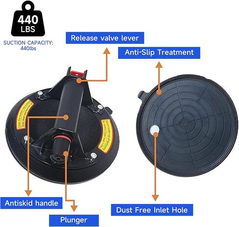 MEHIDFY عبوة من كوبين شفط زجاجيين، كوب شفط عالي التحمل مقاس 8 بوصات لرفع الزجاج الكبير، رافع كأس شفط صناعي للنوافذ والبلاط، سعة تحميل 480 رطل، مع وسادات وقفازات مزدوجة (حقيبة حمل واحدة) in Kuwait