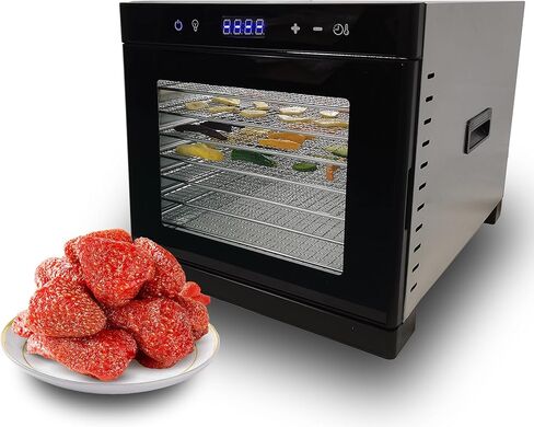 Wixkix 10 Trays Food Dehydrator Machine with Digital Screen, Fruit Vegetable Drying Oven Industrial Machine, Timer and Temperature Control Stainless Steel, 1000W 110V in Saudi Arabia