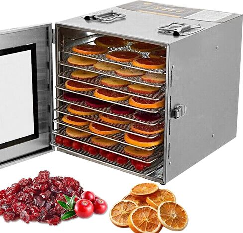 Wixkix 10 Trays Food Dehydrator Machine with Digital Screen, Fruit Vegetable Drying Oven Industrial Machine, Timer and Temperature Control Stainless Steel, 1000W 110V in Saudi Arabia