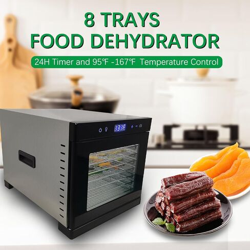 Wixkix 10 Trays Food Dehydrator Machine with Digital Screen, Fruit Vegetable Drying Oven Industrial Machine, Timer and Temperature Control Stainless Steel, 1000W 110V in Saudi Arabia