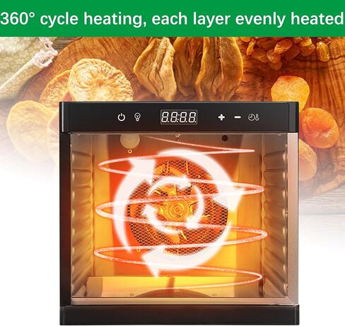 Wixkix 10 Trays Food Dehydrator Machine with Digital Screen, Fruit Vegetable Drying Oven Industrial Machine, Timer and Temperature Control Stainless Steel, 1000W 110V in Saudi Arabia