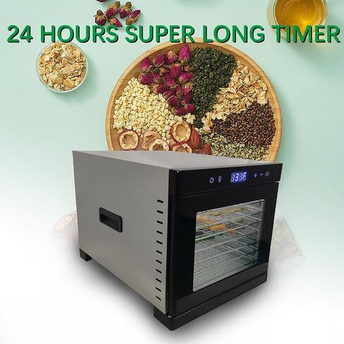 Wixkix 10 Trays Food Dehydrator Machine with Digital Screen, Fruit Vegetable Drying Oven Industrial Machine, Timer and Temperature Control Stainless Steel, 1000W 110V in Saudi Arabia
