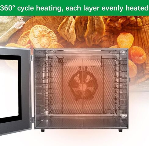 Wixkix 10 Trays Food Dehydrator Machine with Digital Screen, Fruit Vegetable Drying Oven Industrial Machine, Timer and Temperature Control Stainless Steel, 1000W 110V in Saudi Arabia