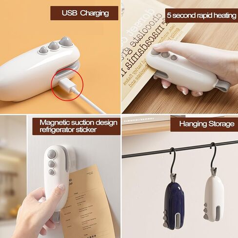 ماكينة ختم الأكياس الصغيرة، مانع تسرب الهواء القابل لإعادة الشحن عبر USB-C، 2 في 1 مانع تسرب الحرارة وقاطع آلة إعادة الغلق المحمولة للأكياس البلاستيكية للرقائق والوجبات الخفيفة وأكياس البسكويت in Saudi Arabia