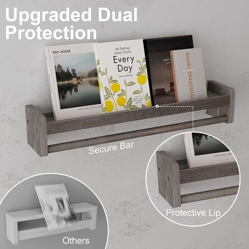Nursery Floating Shelves with Hanging Rod, 33 Inch Kid's Bookshelves Set of 2, Wall Mounted Baby Clothes Organizer, Kitchen Spice Rack, Picture Ledge Shelf, Unfinished in Saudi Arabia
