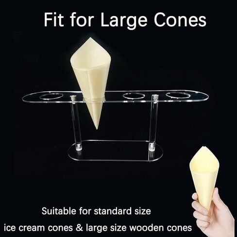 1 Pack Large Holes Acrylic Ice Cream Cone Holder, Charcuterie Food Cone Holder, Waffle Cone Holder Stand, 4 Holes… in Kuwait