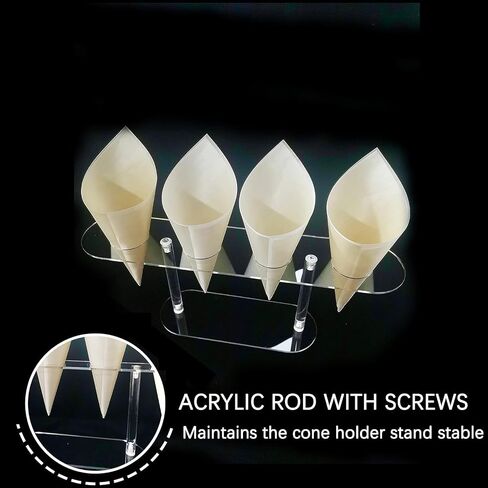 1 Pack Large Holes Acrylic Ice Cream Cone Holder, Charcuterie Food Cone Holder, Waffle Cone Holder Stand, 4 Holes… in Kuwait