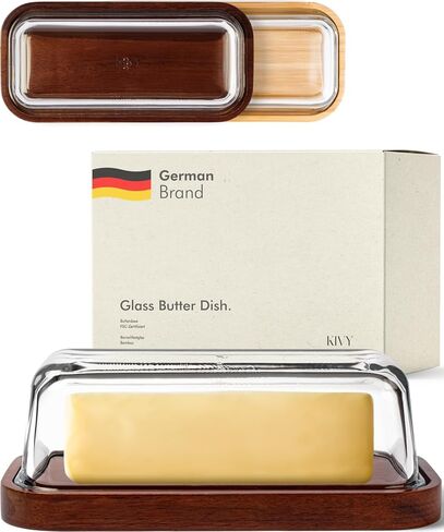 KIVY Glass butter dish with airtight lid that keeps butter soft - For countertop and refrigerator door shelf - Butter tray with lid fridge - Butter holder for counter - Covered butter dishes with lid in Kuwait
