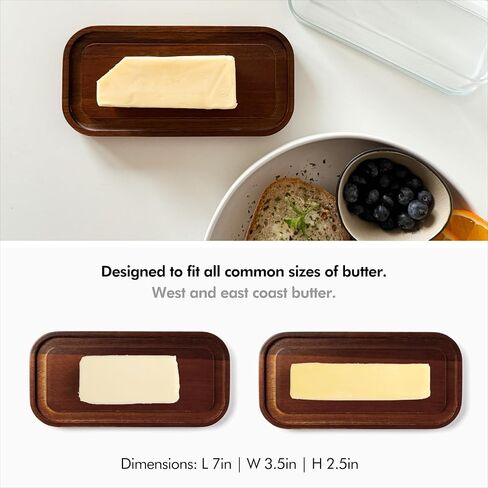 KIVY Glass butter dish with airtight lid that keeps butter soft - For countertop and refrigerator door shelf - Butter tray with lid fridge - Butter holder for counter - Covered butter dishes with lid in Kuwait