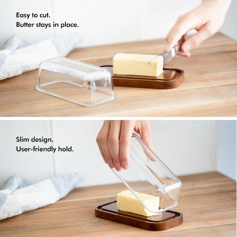 KIVY Glass butter dish with airtight lid that keeps butter soft - For countertop and refrigerator door shelf - Butter tray with lid fridge - Butter holder for counter - Covered butter dishes with lid in Kuwait