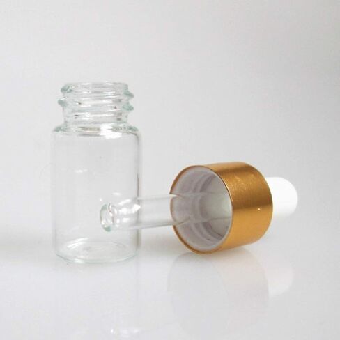 15Pcs Glass Essential Oil Dropper Bottles Clear Mini 1ml/2ml/3ml Perfume Dropping Bottle Cosmetic Sample Vials with Gold Cap and White Latex in Saudi Arabia