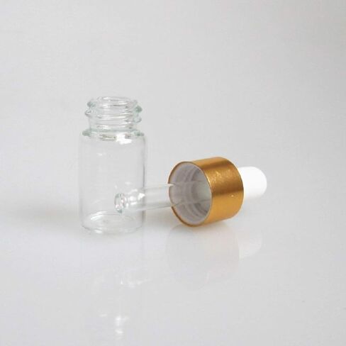 15Pcs Glass Essential Oil Dropper Bottles Clear Mini 1ml/2ml/3ml Perfume Dropping Bottle Cosmetic Sample Vials with Gold Cap and White Latex in Saudi Arabia