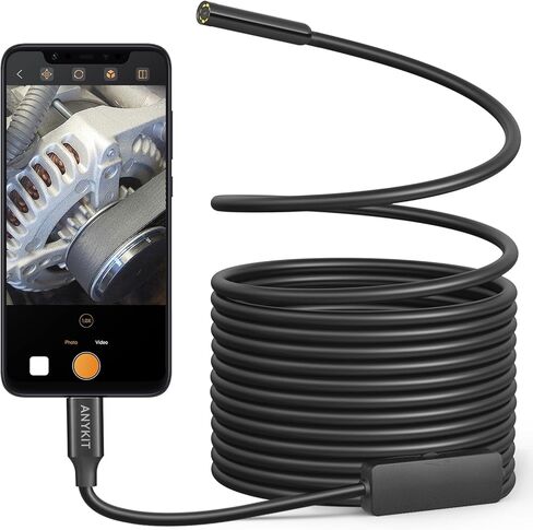 Anykit USB Endoscope Camera with 8 Adjustable LED Lights, Borescope with Semi-Rigid Snake Camera, IP67 Waterproof USB Inspection Camera for Phone & Tablet (9.8 ft) in Saudi Arabia