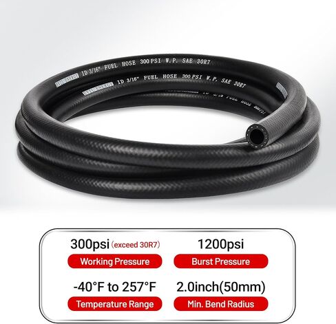 EVIL ENERGY 3/8 Fuel Hose Line Push Lock NBR Rubber SAE 30R7 25FT 300PSI in Saudi Arabia