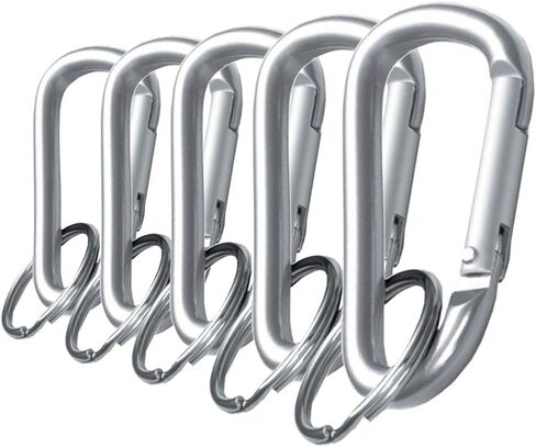 Lucky Line Aluminum Large 3-1/8" Carabiner Clip, 5 Pack, Snap-Link C-Shape Heavy Duty Key Chain, Nickel-Plated Key Ring, Light Weight and Durable in Saudi Arabia