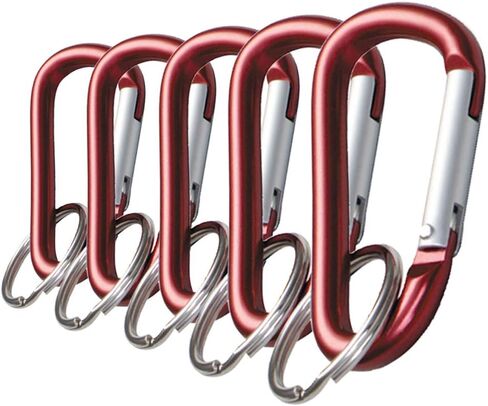 Lucky Line Aluminum Large 3-1/8" Carabiner Clip, 5 Pack, Snap-Link C-Shape Heavy Duty Key Chain, Nickel-Plated Key Ring, Light Weight and Durable in Saudi Arabia