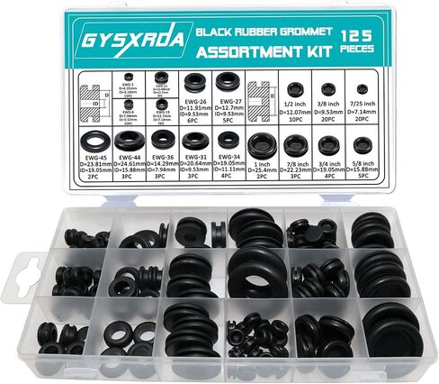 Gysxrda مجموعة حلقات مطاطية 170 حزمة - تشكيلة حلقات جدار الحماية السوداء 7 أحجام سدادة فتحة كابل مطاطية للثقوب والكهرباء والسباكة والسيارات والقوارب وتحسين المنزل منظمة أنابيب سلك الحبل in Kuwait