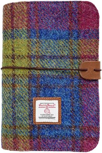 Harris Tweed A6 Notebook Binder 6 Ring, Wool Fabric Soft Cover Refillable A6 Binder, 80 Pages for A6 Refill Paper and A6 Planner Inserts, Notebook Journals for Writing, A6 Size 80 Pages (Blue Brown Check) in Saudi Arabia