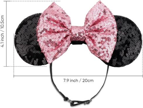 2 Pcs Sequin Mouse Ear Headbands with Bow for Birthday Party, Hair Hoop Party Decor Hair Accessories for Women Girl in Kuwait