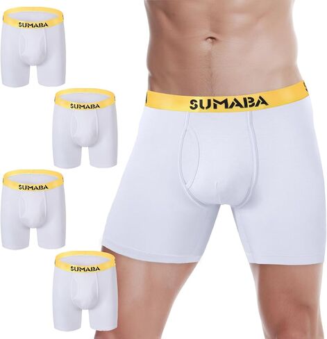 Long Leg Men Underwear Boxer Briefs Fly with Pouch No Ride Up Underpants for Men in Kuwait