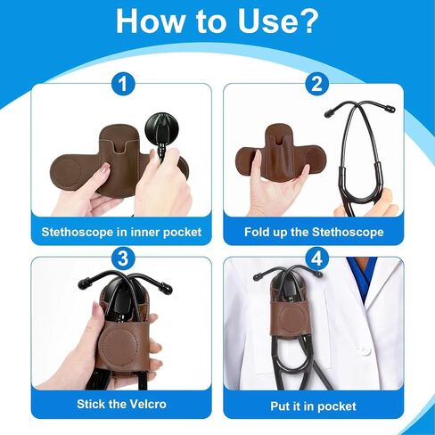 Stethoscope Holder-Stethoscope Clip Hip Holder with Genuine Leather Stethoscope Holster for Littmann & Most Stethoscopes - Waist Belt/Scrubs/Pocket Clip for Physicians, Students, Nurses in Saudi Arabia