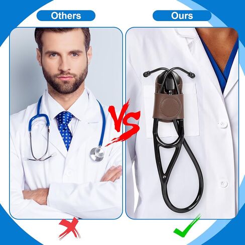Stethoscope Holder-Stethoscope Clip Hip Holder with Genuine Leather Stethoscope Holster for Littmann & Most Stethoscopes - Waist Belt/Scrubs/Pocket Clip for Physicians, Students, Nurses in Saudi Arabia