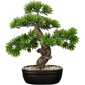 Fake Bonsai Tree Bonsai Plant 13.8" Tall Artificial Bonsai Trees with Cemant Pot Decorated with Pebbles Desk Plant Indoor Bonsai for Home Office Decor in Kuwait