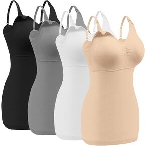 Angelhood Maternity Nursing Tank Tops for Breastfeeding,Womens Nursing Maternity Cami Built in Bra Sleep Bra