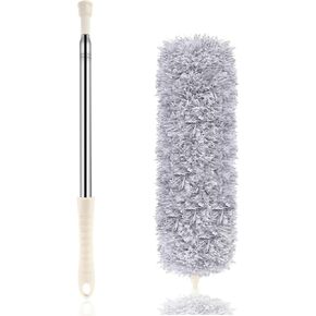 Ceiling Fan Duster Retractable Ceiling Cleaner Reusable Microfiber Ceiling Fan Blade Cleaner Duster with Extension Pole 13 to 50 inch for Furniture Bookshelves Wall Door Blue