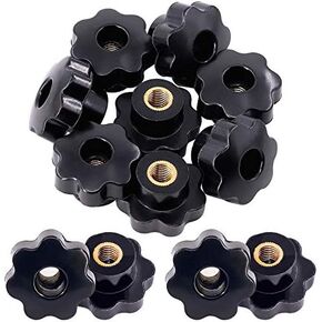 15Pcs M4 Star Knob Clamping Handle Nut Through Hole Set Brass Female Threaded Handle Screw On Knob Grip Black Plastic in Saudi Arabia