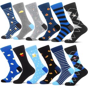 WeciBor Mens Patterned Dress Casual Socks 12 Pairs Fun Colorful Fashion Cew Socks