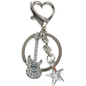 COLORFUL BLING Cute Heart Star Guitar Keychain Y2K Cute Strawberry Keyring Bag Charms Pendant Y2K Accessories for Women