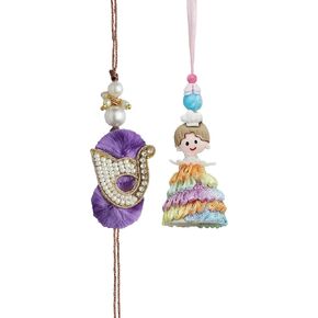 Bhai Dooj Rakhi Lumba set of 2 Rakhi for Brother and Bhabhi Bhaiya Bhai Rakhi Set of 2 Couple Pair Rakhi Dora Thread gift Pack for gifts Rakhi Bracelet for Veera Brother Sister Festival Rakhi