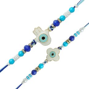 Bhai Dooj Rakhi Lumba set of 2 Rakhi for Brother and Bhabhi Bhaiya Bhai Rakhi Set of 2 Couple Pair Rakhi Dora Thread gift Pack for gifts Rakhi Bracelet for Veera Brother Sister Festival Rakhi