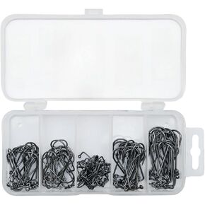 90-Degree Barbed Fishing Hooks Set - Short Shank Aberdeen Hooks in Sleek Black Finish 9147 Jig, 110Pcs