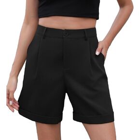 Shorts for Women Bermuda Shorts Casual Elastic Waist Wide Leg Shorts with Pockets