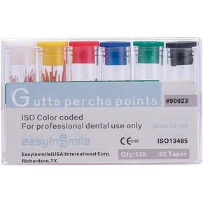 Dental Gutta Percha Points .02/ .04/.06 Taper Assorted for Endo Endodontics Root Canal (.02 Taper, Mix #15-40)