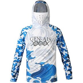 GEN-AIS GEAR Premium Fishing Hoodie Shirt with Face Mask - Ultra-Lightweight, Breathable, and Quick-Dry