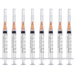 50-Pack 3ml Syringe With 1inch 23Ga luer lock needle,Plastic Disposable Tool for Scientific Labs,Liquids Refilling,Measuring