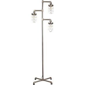 Steampunk Three Head Floor lamp, Tree Industrial Floor lamp, Rustic Edison Bulb, cage Shade Floor lamp(Black + Green Bronze)