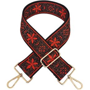 Purse Strap Star Flower Pattern Trendy Bag Strap Replacement Adjustable Jacquard Belt for Purse Crossbody Guitar CameraBags (Orange+Blue)